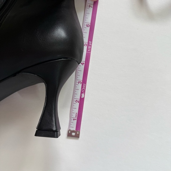 New Coutgo black knee high leather boots square toe kitten heel size 8.5 - Picture 9 of 13